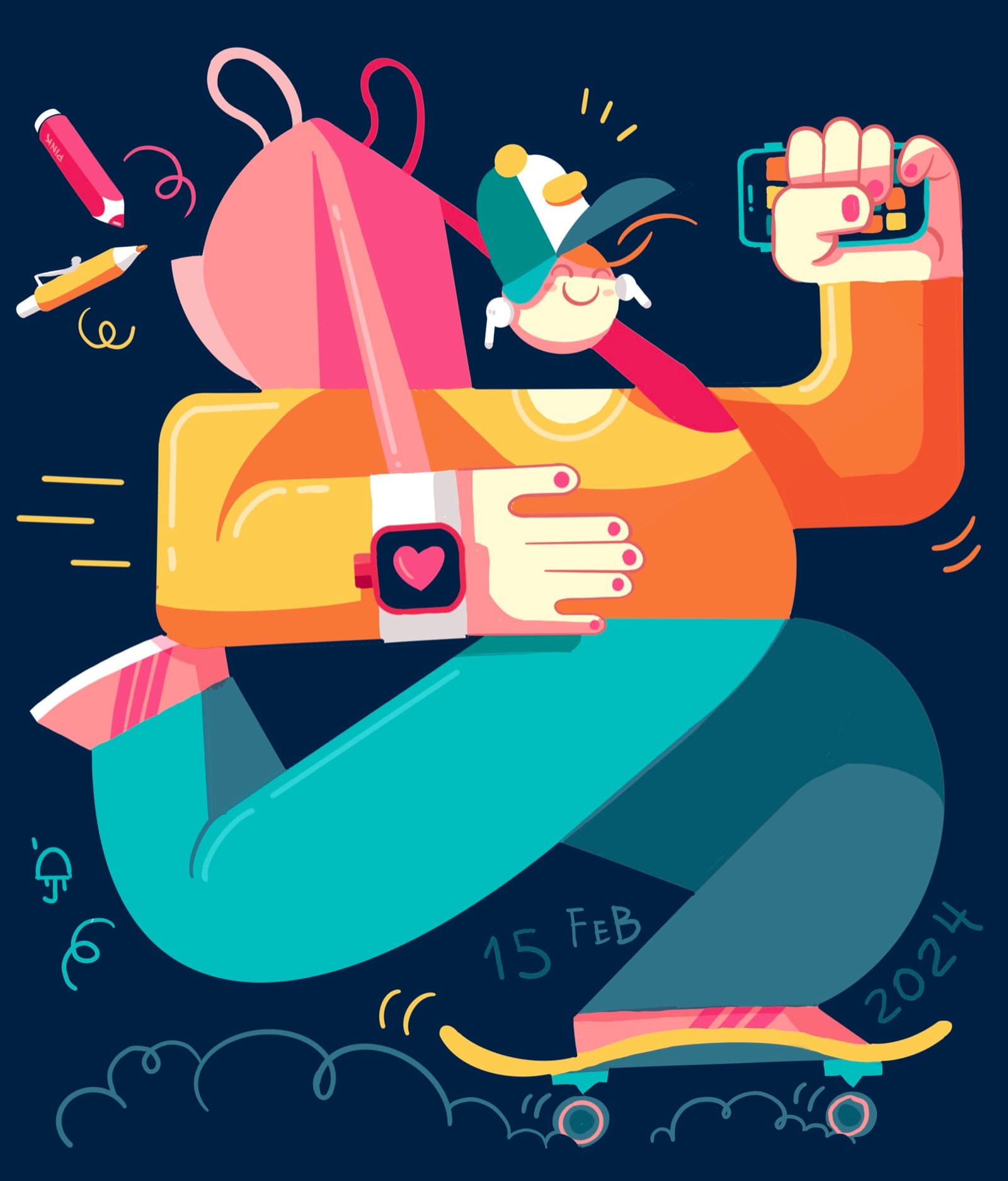 Final illustration titled Skateboarder.